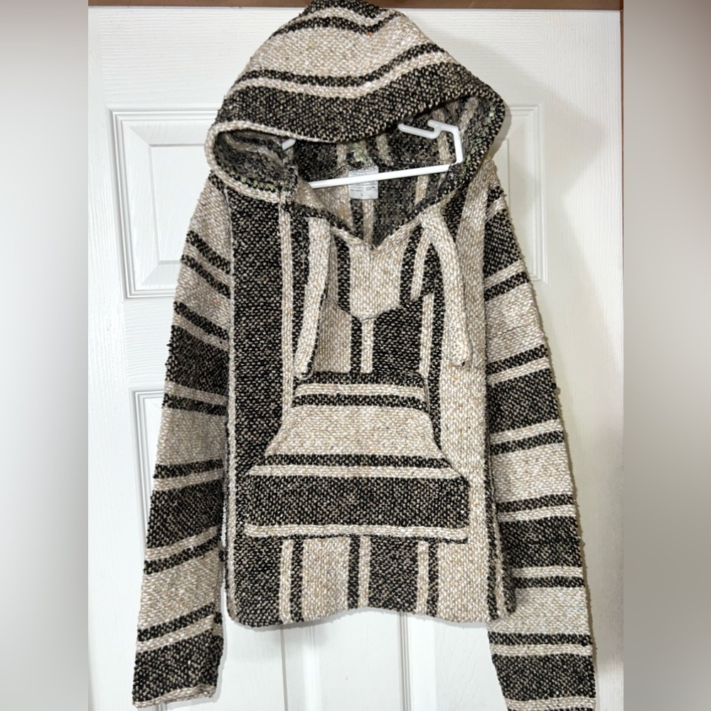 Art-Maz Kids Drug Rug Baja Jacket Hoodie Black/Beige Unisex Youth Kids Size L